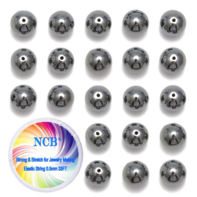 NCB 100pcs Original Natural Stone Beads Gemstone Round Loose Beads 6mm 8mm 10mm (Black Hematite, 10mm 100Beads) - Image 1